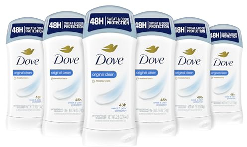 Dove Invisible Solid Antiperspirant Deodorant Stick for Women, Original Clean, For All Day Underarm Sweat and Odor Protection 2.6 oz, Pack of 6