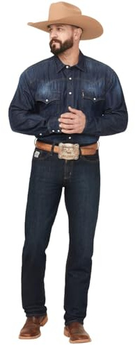 Cinch Men's Silver Label Slim Fit Jean, Dark Stone Wash, 36W x 34L