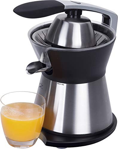 Jata EX611 Exprimidor de Naranjas Eléctrico de Brazo, 160 W, Doble cono, Cuerpo Acero Inox, Desmontable, Tapa cierre antigoteo, Base antideslizante, Extracción continua, Silencioso