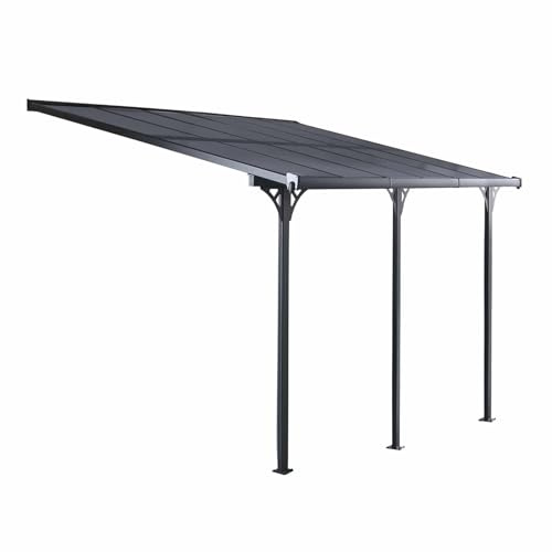 Gardiun - KIS13015 – Pergola murale Elliot – 15 m², 495 x 300 x 225/270 cm, aluminium et polycarbonate