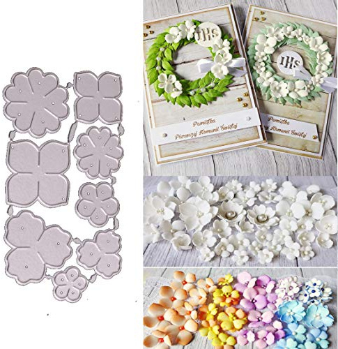 8pcs Flower Metal Die Cuts,Little Flower Leaf Border Cutting Dies Cut Stencils for DIY Scrapbooking Album Decorative Embossing Paper Dies for Card Making