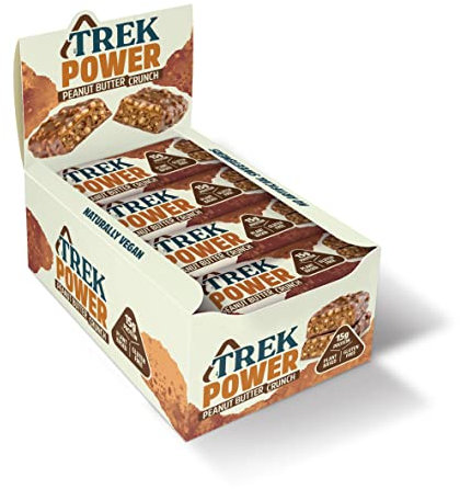 JB's Trek Protein Power Bar Peanut Butter Crunch - Plant Based - Gluten Free - Vegan Snack - 55g X 16 Bars