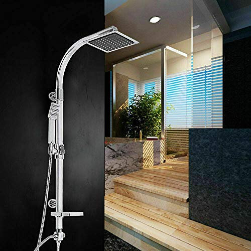 Duschset Chromoptik Regendusche Duscharmatur Integrierter Antikalk-Technologie Duschsystem Aluminiumlegierung und ABS Kunststoff Duschkopf Set mit Handbraus