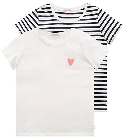 TOM TAILOR Mädchen 1032157 Kinder T-Shirts Im Doppelpack Mit Herz-Print, 10315 - Whisper White, 116-122 EU