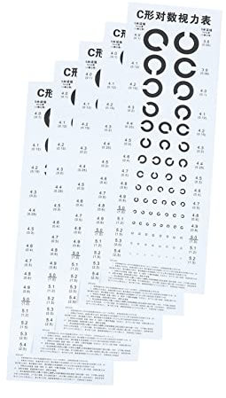 VILLFUL 5 Blätter C-seh Tabelle Sehtest-diagramm Visuelle Augenuntersuchungstabelle Wall-eye-test-diagramm Visuelles Testdiagramm Augenuntersuchungsdiagramm Pvc Checkliste Kind Karikatur