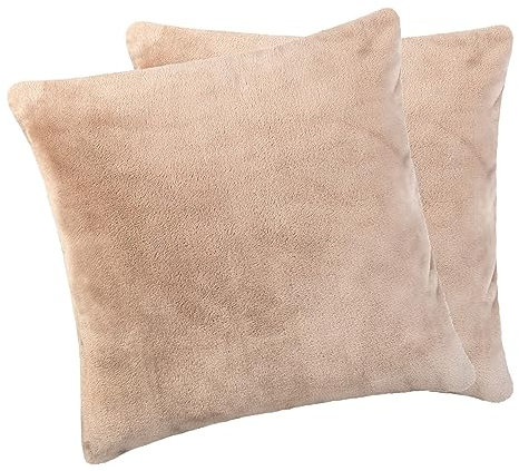 Moon - 2er Pack Kissenbezug Cashmere Feeling - Kissenhülle ca. 50x50 cm - extra schwere Qualität ca. 500g/m² - Taupe