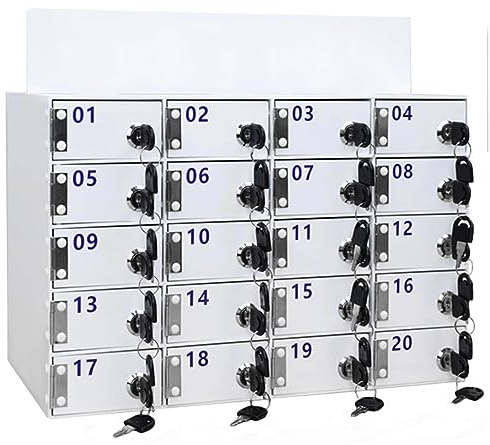 Caja de taquillas para teléfono móvil, gabinetes de Almacenamiento de acrílico para teléfono móvil con cerraduras y Llaves, taquilla para teléfono móvil montada en la Pared,25Slots