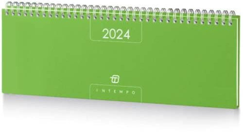Calendrier horaire planificateur de rendez-vous bureau 2024 hebdomadaire de table 30 x 13 cm vert + stylo à cliquer