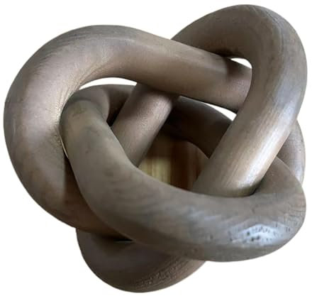 Decorazione a catena in legno con nodo – 3 maglie in legno intagliato a mano, nodi decorativi per tavolino da caffè, ingresso e decorazione moderna per mensola della fattoria (caffè)