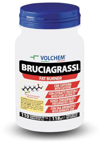 Volchem Bruciagrassi, Integratore Alimentare Termogenico Drenante, per Controllo e Perdita del Peso, Stimola il Metabolismo, Barattolo da 110 Compresse, 118 g