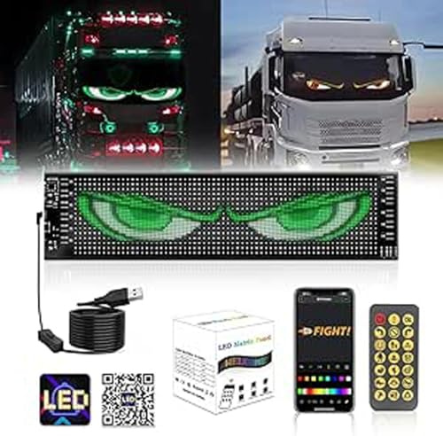 Flexible Panneau Affichage LED, Plaque Lumineuse Camion Personnalisé, Bluetooth Panneau Publicitaire Lumineux Programmable, Accessoire Voiture Interieur, Télécommande APP(70x173mm)