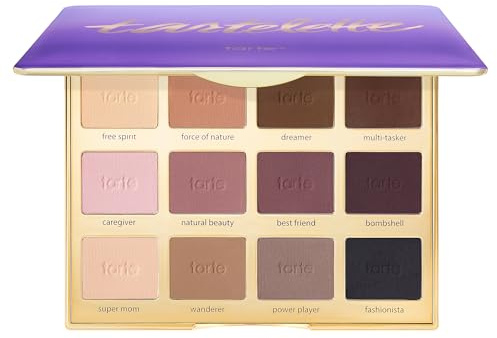 Tarte Tartelette Amazonian Clay palette di ombretti, 12 tonalità opache, tonalità neutre di marrone e beige