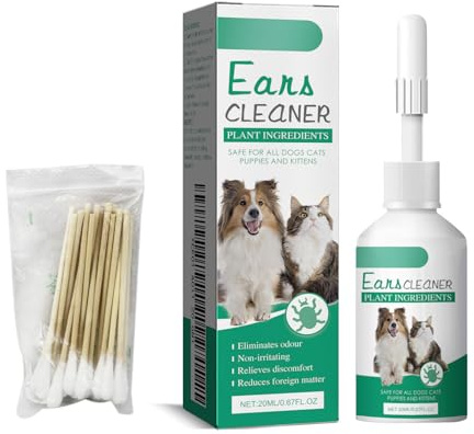 Gouttes D'oreille de Chien, Huile Anti Acariens pour Animaux de Compagnie, Nettoyant D'oreille D'animal de Compagnie, Elimine Efficacement les Acariens, Formule Douce pour Animaux de Compagnie
