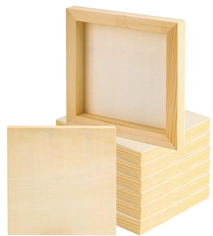 WENLISELL 4 Pack Wood Canvas Boards for Painting, Unfinished Deep Wood Panels Board, 30x30cm Wooden Square Panels for Drawing, Watercolor, DIY Craft Use