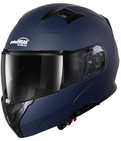 Protectwear Motorradhelm Klapphelm 928 Blau Matt (S (55-56 cm))