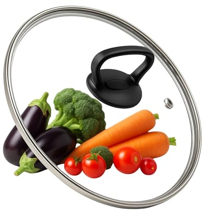 CHEFZOCO Tapa de Cristal para sarten con asa plegable, Tapa de Vidrio Multiusos, tapadera de Cristal para Olla con mango plegable, tapa Cacerola, Resistente Altas temperaturas, Apto para 24 cm