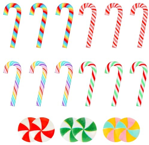 Mini Bastones de Caramelo Navideños Decoraciones de Bastone de Caramelos Falsos Árboles de Navidad Colgante de Candy Cane para Interior Exterior Christmas Tree Fiesta Navideña (Juego B-70pcs)