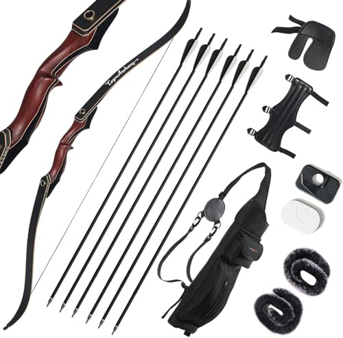 TOPARCHERY 60 Inch Takedown Recurve Bow and Arrow Set, 30-50LB Right Hand Archery Kit for Outdoor Hunting Target Practice, Complete Accessories for Beginners & Intermediate Archers