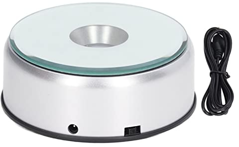 Fdit Présentoir Rotatif, Plateau Tournant à Lumière LED à 360 ° avec Base Miroir, Présentoir alimenté par USB pour Bijoux en Cristaux et Objets de Collection