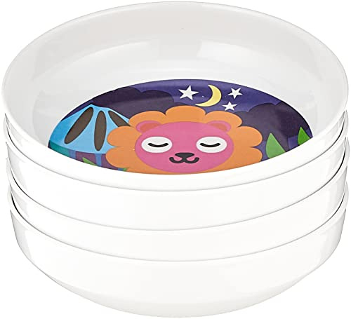 French Bull 4pc Toddler Kids Feeding Melamine Tableware Flatware BPA Free Dishwasher Safe, Durable Plate, Cup, bowl, Divided Tray Dinnerware Set, Jungle, 4pc bowl set (74291)