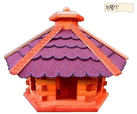BTV Vogelhaus, Vogelfutterhaus, Gross, Premium Dach rot,