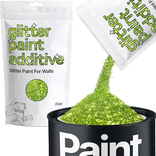 Hemway Lime Green Glitter Paint Additive Fine 100g for Adding Sparkle | for Paints & Varnish | Paint Walls Sparkly Add to Emulsion, Acrylic or Lacquer Indoor
