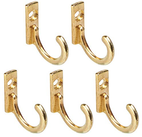 sourcing map 5pcs Patère Crochet Porte Manteau Murale pour Peignoir Serviette Crochet De Porte Salle de Bain Cuisine Zinc Alliage avec Vis Doré