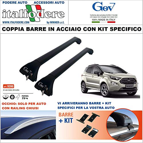 Italfodere Barre da Tetto Ford ECOSPORT Portatutto Portapacchi GEV 9200+9267 Acciaio