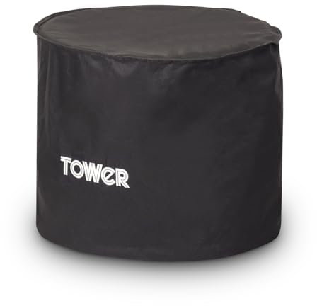 Tower Fire Pit Cover - Heavy-Duty Waterproof & Windproof Outdoor Charcoal Grill Cover, UV Resistant, Black (H63 x W67 x D60cm)
