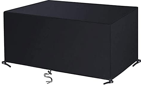 DKHLYB Housse Salon de Jardin 420D Oxford Tissu Housse de Protection pour Mobilier Housse de Table de Jardin Imperméable Bâche de Protection avec Corde et Boucle Verrouillage Noir 220x110x75cm