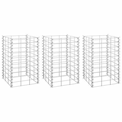 Gecheer 3 pz Gabbioni,Letti Rialzati,da Giardino,per Esterno,in Acciaio Zincato,30x30x50 cm,30x30x150 cm,Gabbioni per Sassi