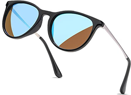PORADAY Polarized Kids Sunglasses for Little Girls Boys 100% UV-400 Protection (Black Frame/Blue Mirrored)