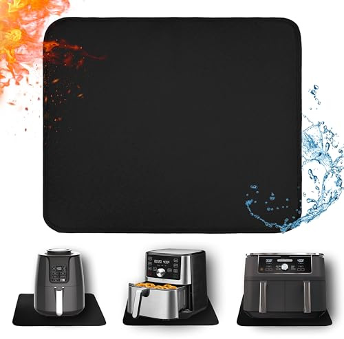 Heat Resistant Mat for Air Fryer, 15 x 18in Heat Resistant Mat for Countertop, Fireproof Silicone Countertop Protector Appliance Slider Hot pod for Air Fryer, Coffee Maker, Toaster, Oven (Black)
