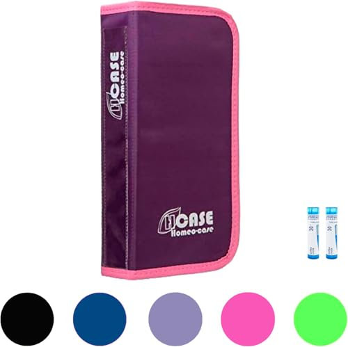 HOMEO-CASE | Homöopathie Mäppchen mit 90 Plätzen für Boiron 4-Gramm-Tuben | (Schläuche Nicht Enthalten) |Etui Fuer Homoeopathie | Farbe Pflaume | Geschlossen 30 x 15 cm | Geöffnet 70 x 30 cm