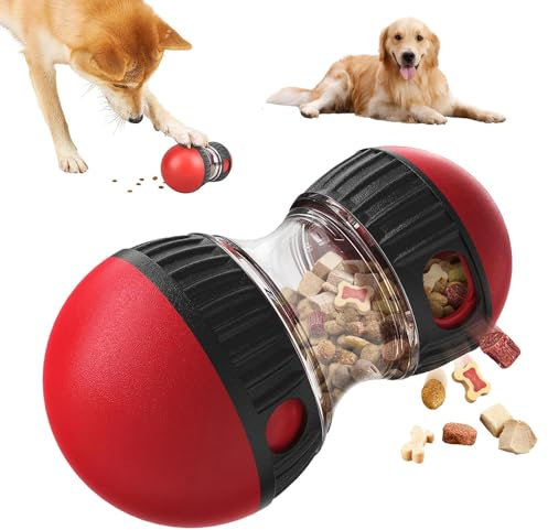 YANGUN Rolling Feeder Hundespielzeug, Interaktives Hundespielzeug, Unterhaltsames Spielzeug für Hunde zur Futterausgabe, für Große/Mittlere/Kleine Aggressive Kauerrassen,Rot