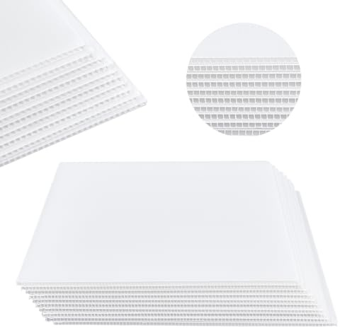 NBEADS 10 st räfflade kartongark, 40,2 x 30,2 cm 4 mm fyrkantig vågad panel, plastkorrugerade rektangulära gjutna ark av plast, för konstruktion, fotomodeller, vit