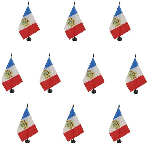 AZ FLAG - Lot de 10 Drapeau De Table France Premier Empire 1804-1815 21x14cm - 10 Petits Drapeaux Français - Napoleon De Bureau 100% Polyester Avec Hampe De 25cm Et Socle En Plastique Noir