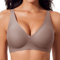 Ganado Damen BH Tiefem V-Ausschnitt Nahtloser BH Ohne Bügel Push Up BHS Bralette Soft Bequem BHS Bügellos Bustier (Hellbraun, S)