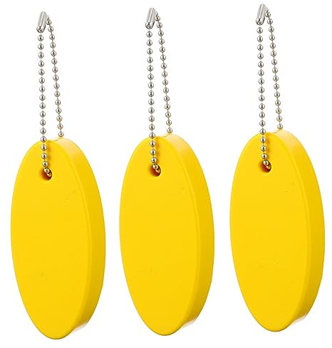Mipcase 3pezzi Portachiavi Galleggiante Oval Pu Accessorio Acquatici e Attività All Resistente Giallo