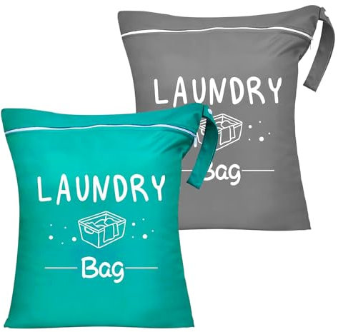 2 sacchetti per la biancheria con borsa per la biancheria, da viaggio, con chiusura lampo, con spazio per biancheria sporca, costumi da bagno e abbigliamento sportivo, adatto per nuoto e fitness