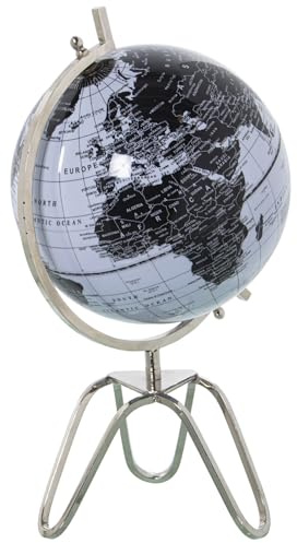 GLOBO TERRÁQUEO ø20CM BLANCO/NEGRO METAL SOBREMESA_°20X38CM