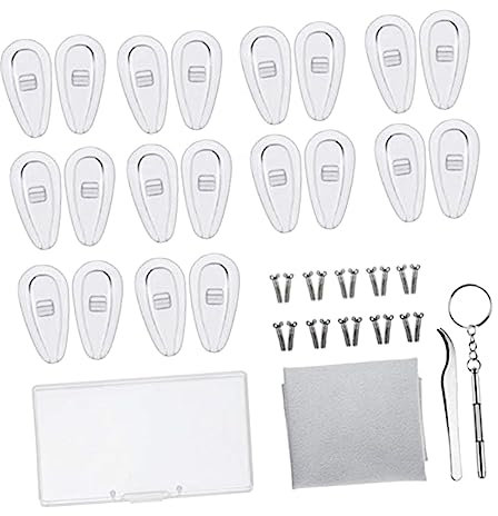 Ipetboom - Reparaturset Brillenzubehör 15 Mm Nasenpads Edelstahlschrauben Metallpinzette Brillenputztuch Aufbewahrungsbox Einfach Zu Verwenden Für Sonnenbrillen Brillen