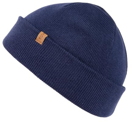 TOP-EX 80% lana merino Fisherman Beanie Trawler Berretto Unisex Corto Cappello di lana Uomo Donna Cappello Invernale, Blu mare, XL/XXL