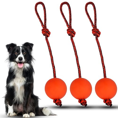 XLTXWD 3 PCS Dog Ball on Rope, Ball on a Rope for Dogs, Ball on a Rope for Dogs, Suitable for Playing with Pets, Interactive Balls on a Rope Dogs, Flirt Pole Attachment for Active D