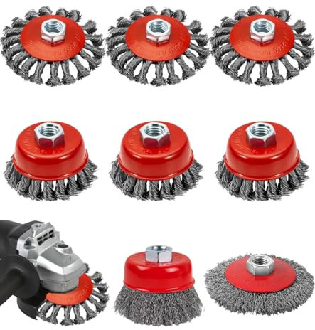 ZUGJOZD 8Pcs brosse metallique meuleuse pour meuleuses d'angle, taille M14, diamètres de 80 mm et 120 mm, brosse métallique meuleuse pour le nettoyage, enlever la rouille, polir et meuler.