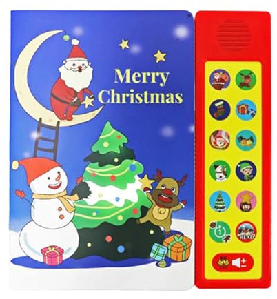 Amagogo Libro Interactivo con Sonidos para niños, Juguete Educativo temprano, 10 Canciones navideñas, Libro Musical en inglés para niños, niñas y en