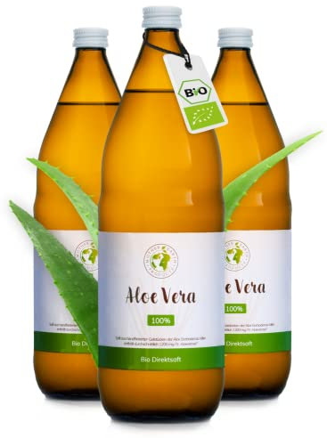 Mother Earth Products | 100% Bio Aloe Vera Direktsaft ohne Zusätze | Reines inneres Gel des Aloe Vera Blattes zum trinken | 1200mg/l Aloverose | 3 x 1000ml