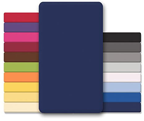 CelinaTex Jersey Topper Spannbettlaken Lucina 200x200-200x220cm dunkel blau 100% Baumwolle gekämmt bis 12cm Matratzenhöhe Spannbettbezug, Leintuch, Bettlaken, elastisch, Strech, Oeko-Tex
