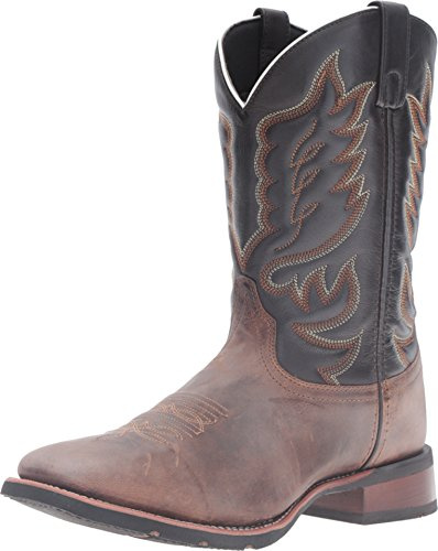 Laredo Mens Montana Embroidered Square Toe Pull On Casual Boots Mid Calf - Brown - Size 13 2E