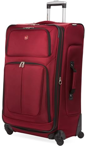 SwissGear Sion Softside Expandable Roller Luggage, Burgundy, Checked-Large 29-Inch, Sion Softside Expandable Roller Luggage